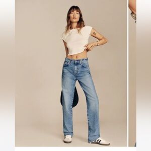Blue Flare Wide Leg Jeans with High-Rise Waist